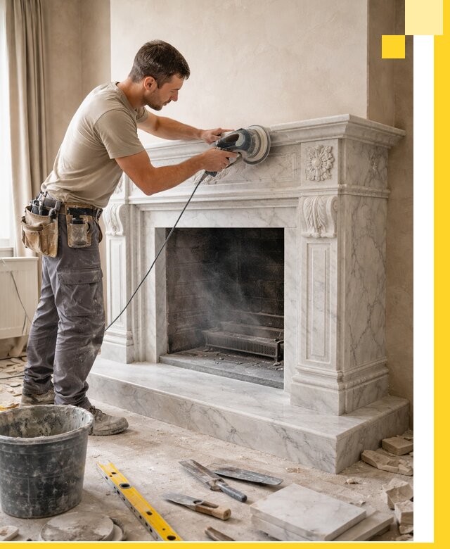 Изготовление и установка мраморных каминов в Анжере-Судженске под ключ