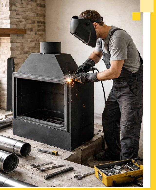 Продажа и установка металлических каминов в Анжере-Судженске под ключ