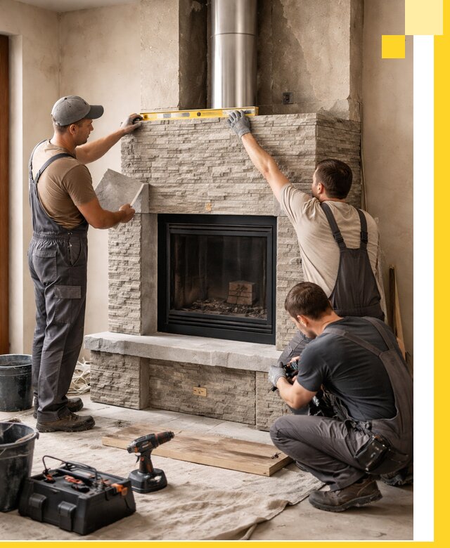 Профессиональный монтаж каминов под ключ в Анжере-Судженске для дома