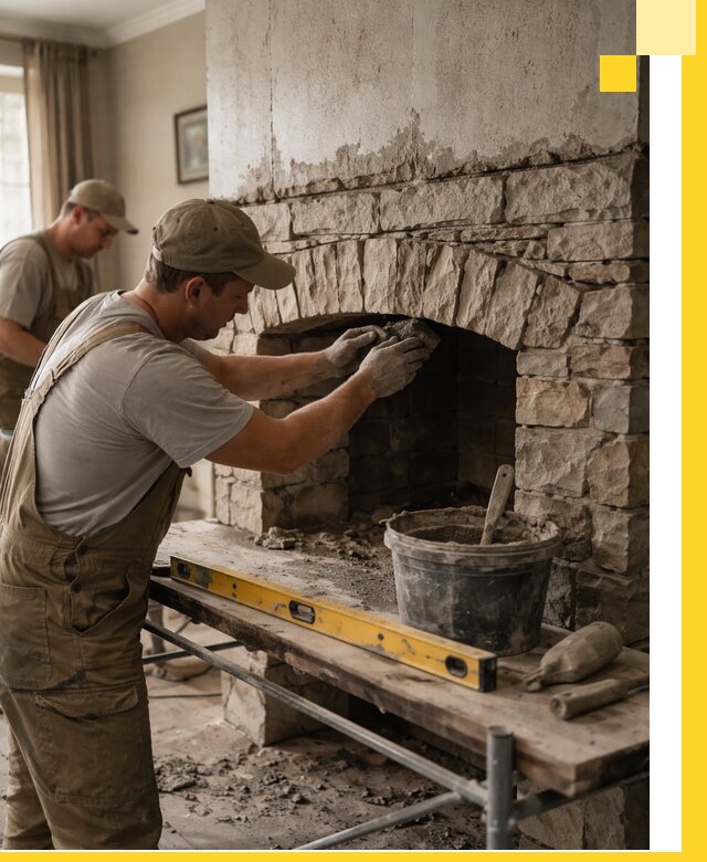 Изготовление каминов под ключ в Анжере-Судженске, монтаж и отделка