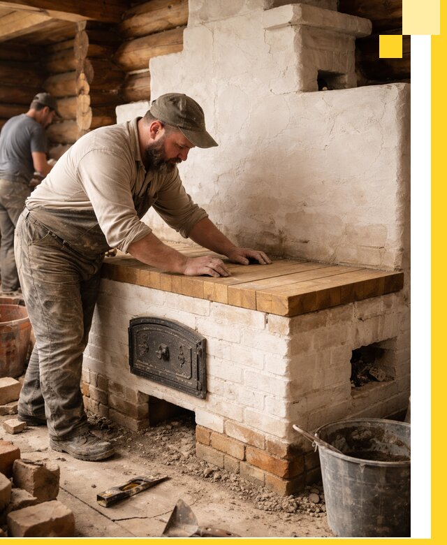 Проектирование и установка русской печи с лежанкой в Анжере-Судженске