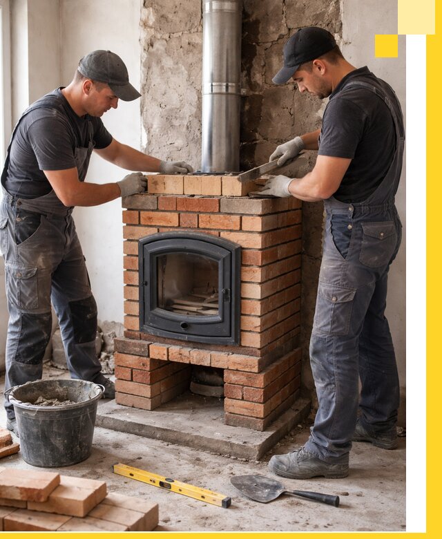 Монтаж печи камина под ключ в Анжере-Судженске с гарантией и пусконаладкой