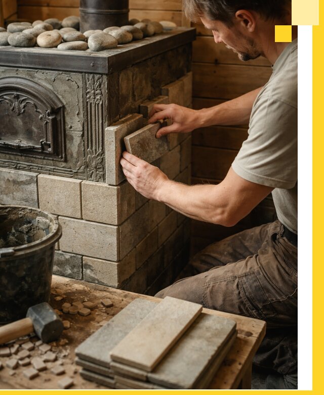 Облицовка банных печей в Анжере-Судженске профессиональная отделка