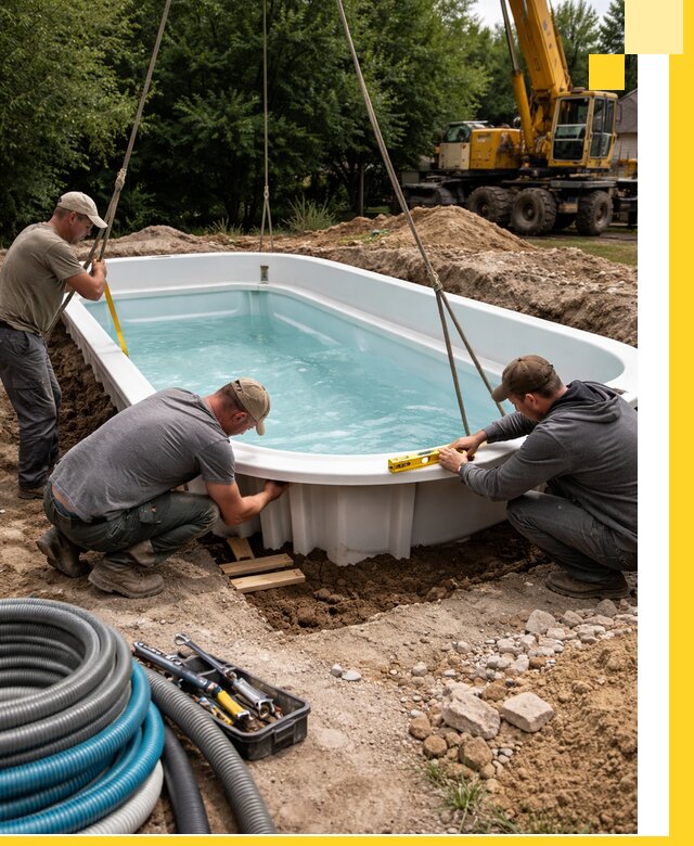 Установка и монтаж композитных бассейнов под ключ в Анжере-Судженске