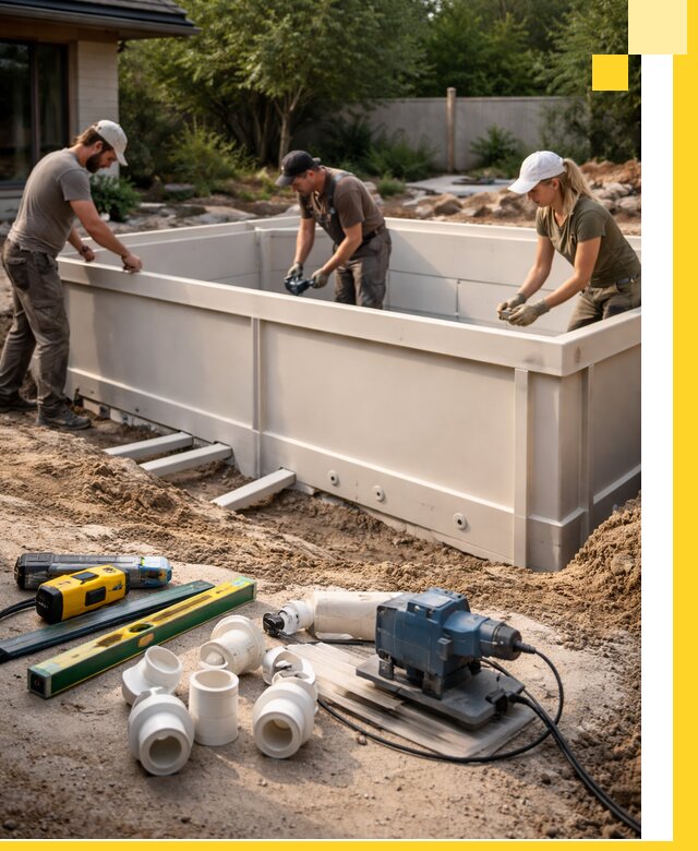 Установка полипропиленовых бассейнов под ключ в Анжере-Судженске