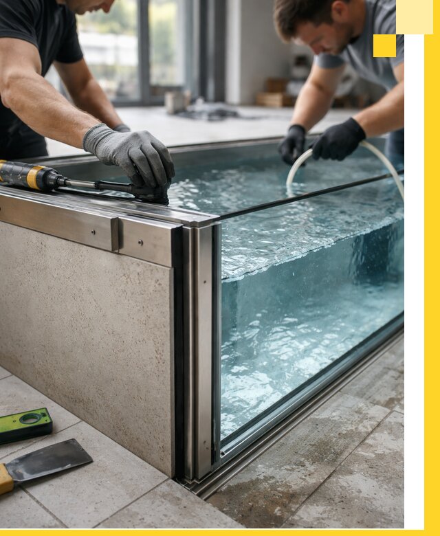 Проектирование и монтаж стеклянных бассейнов в Анжере-Судженске