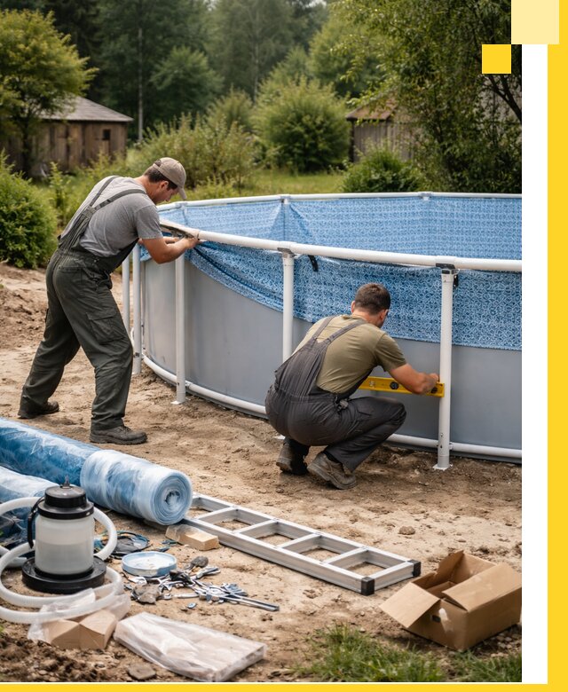 Установка и монтаж каркасных бассейнов в Анжере-Судженске под ключ