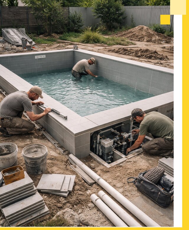 Строительство и монтаж бассейнов для дачи под ключ в Анжере-Судженске