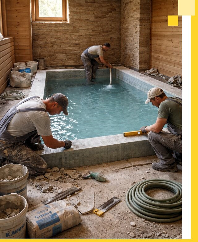 Проектирование и строительство бассейнов для бани в Анжере-Судженске