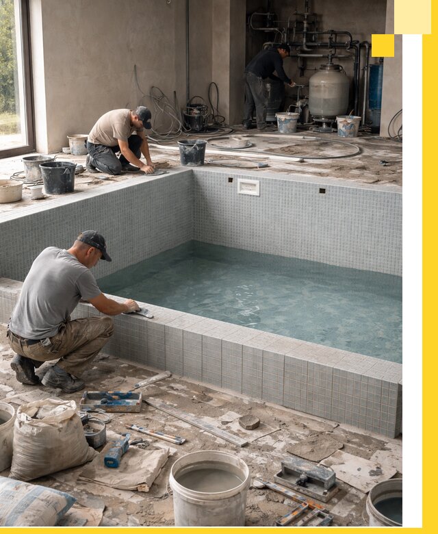 Строительство и монтаж бассейнов в помещении в Анжере-Судженске