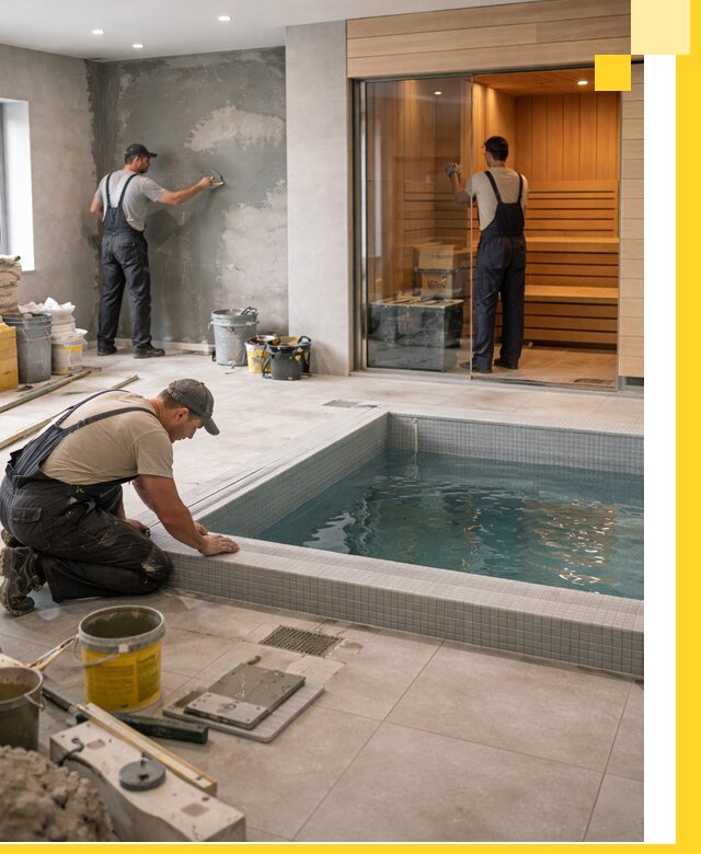 Проектирование и строительство сауны с бассейном в Анжере-Судженске