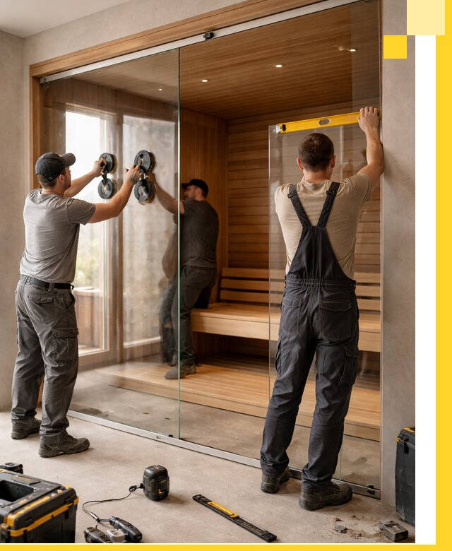 Производство и монтаж стеклянных саун под ключ в Анжере-Судженске