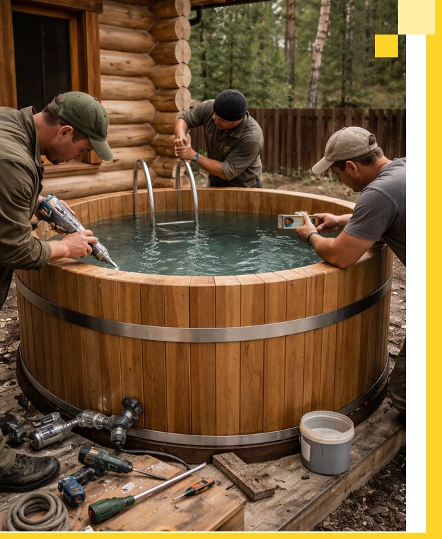 Строительство бань с купелью под ключ и отделкой в Анжере-Судженске