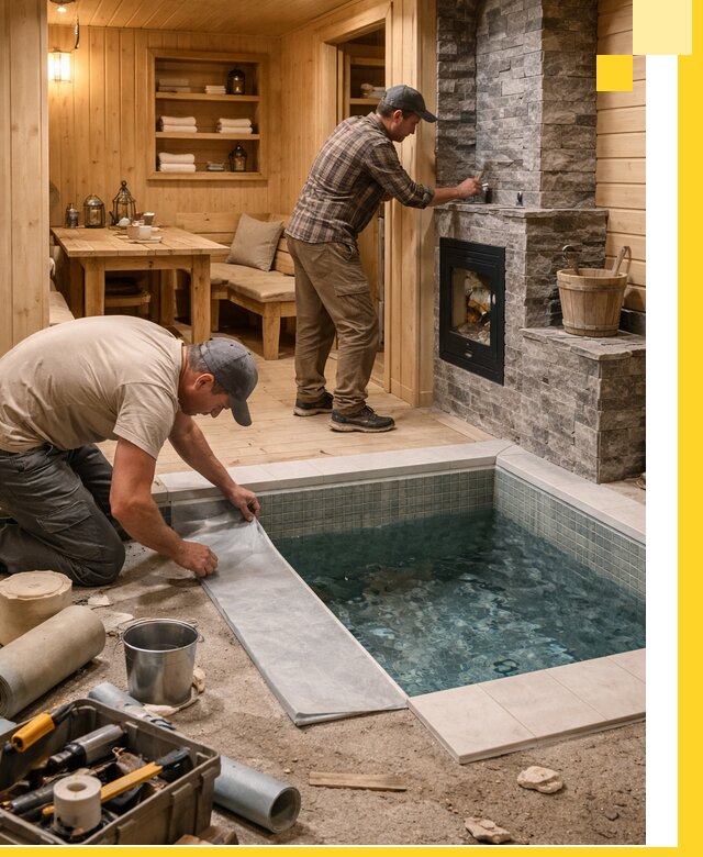 Строительство бань с комнатой отдыха под ключ в Анжере-Судженске