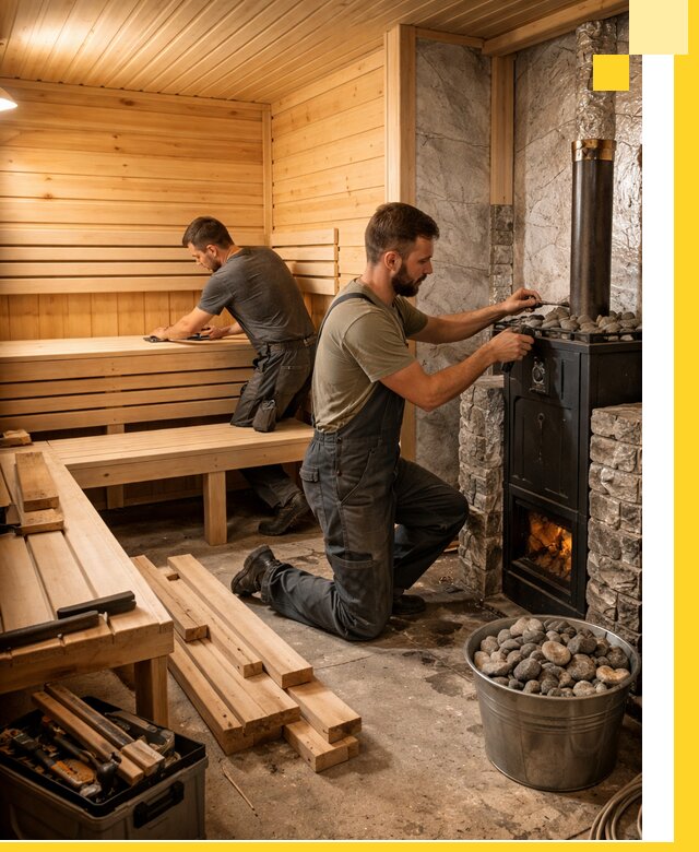 Дизайн и строительство интерьеров бань под ключ в Анжере-Судженске