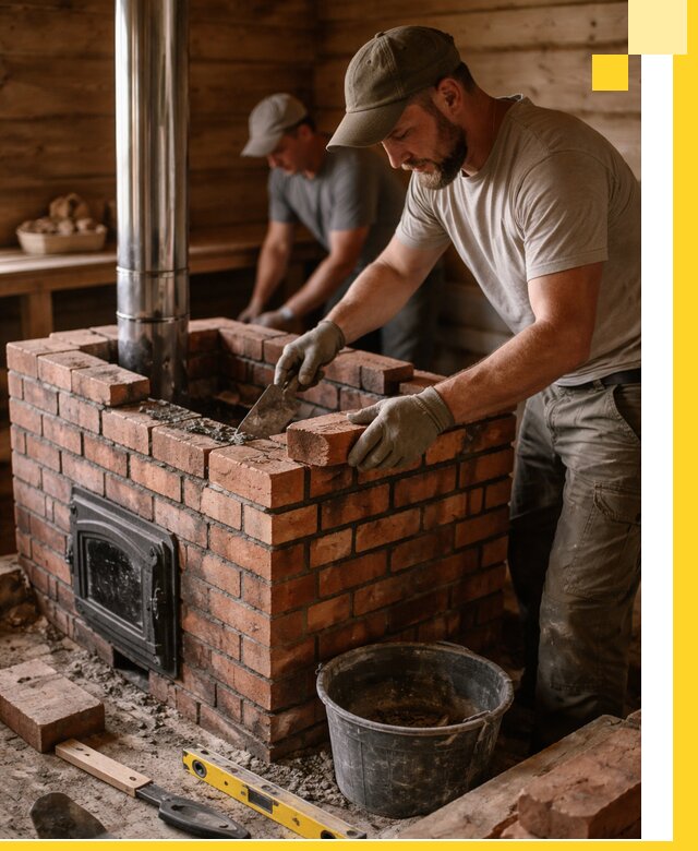 Кирпичные печи для бани под ключ в Анжере-Судженске, проект и монтаж