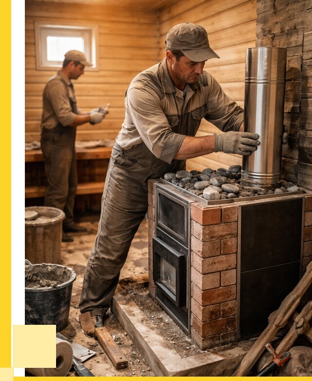 Монтаж печи в бане под ключ в Анжере-Судженске от 20514 р. | ЭриданНжр