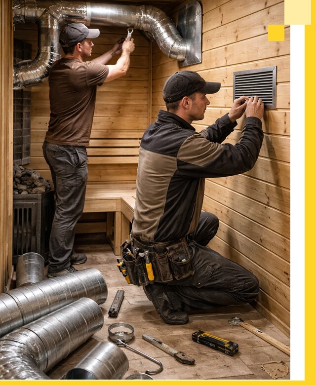 Проектирование и монтаж вентиляции бани в Анжере-Судженске под ключ