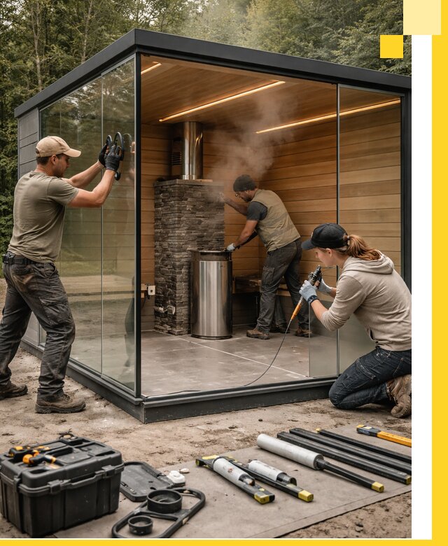 Проектирование и строительство стеклянных бань в Анжере-Судженске