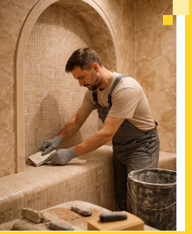 Профессиональная отделка хамамов с мозаикой под ключ в Анжере-Судженске