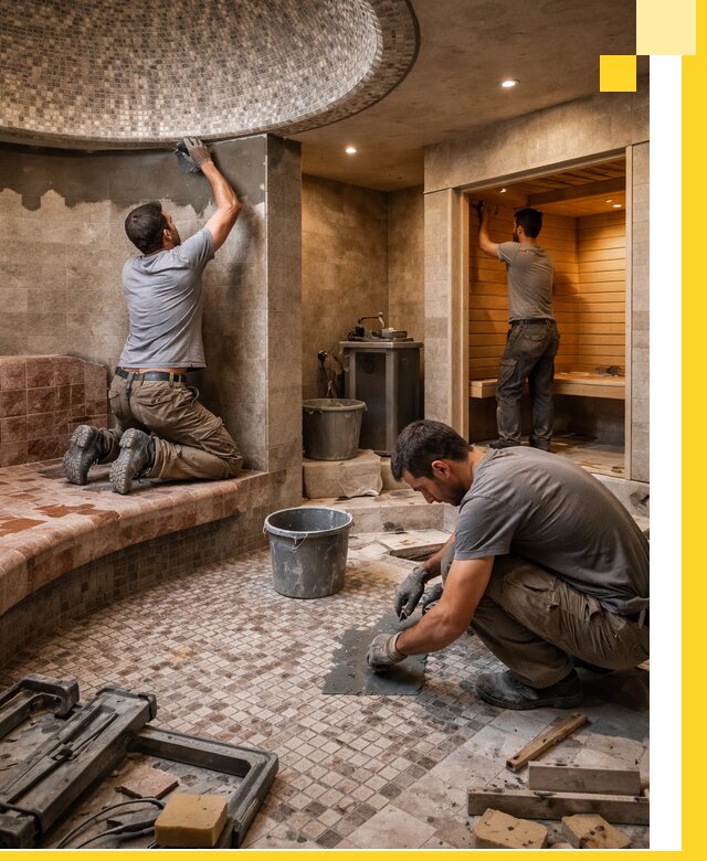 Проект и строительство хамама бани и сауны под ключ в Анжере-Судженске