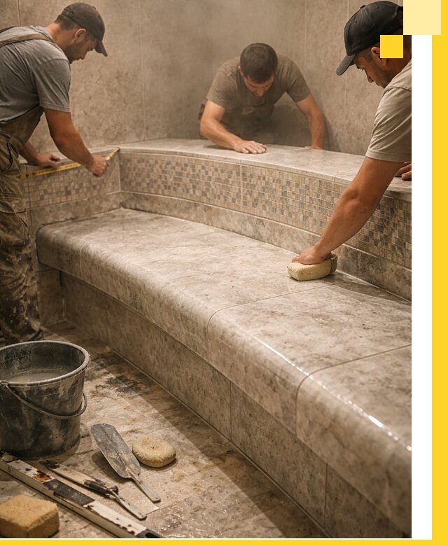 Изготовление и установка сидений для хамама в Анжере-Судженске